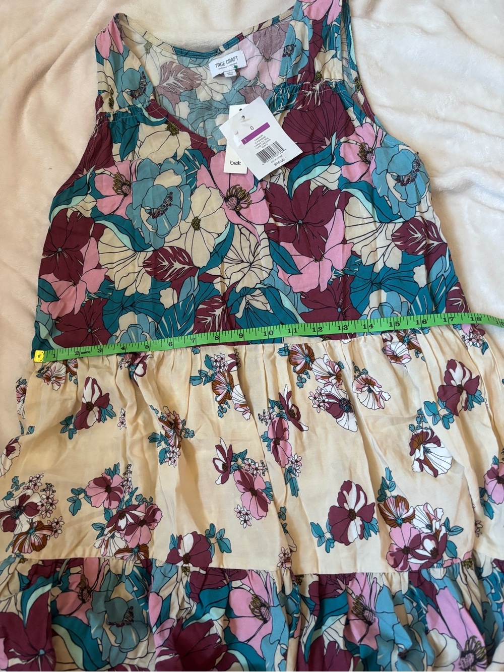 NWT True Craft Floral Tiered Midi Dress Small Boho Sleeveless Rayon Cottagecore - Picture 9 of 10